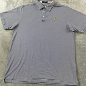 Masters Polo Shirt Clubhouse Collection Mens XL Blue Stripe Augusta Preppy Italy